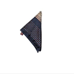 GINO POMPEII VINTAGE ITALIAN POCKET SQUARE Navy Red Cream Preppy Retro
